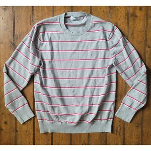 Men's Calvin Klein Supima Cotton Mini Stripe Monogram Logo Sweater Medium